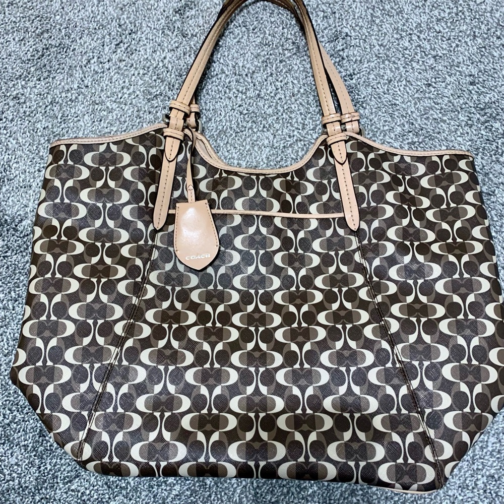 Coach Signature Brown and Tan Tote